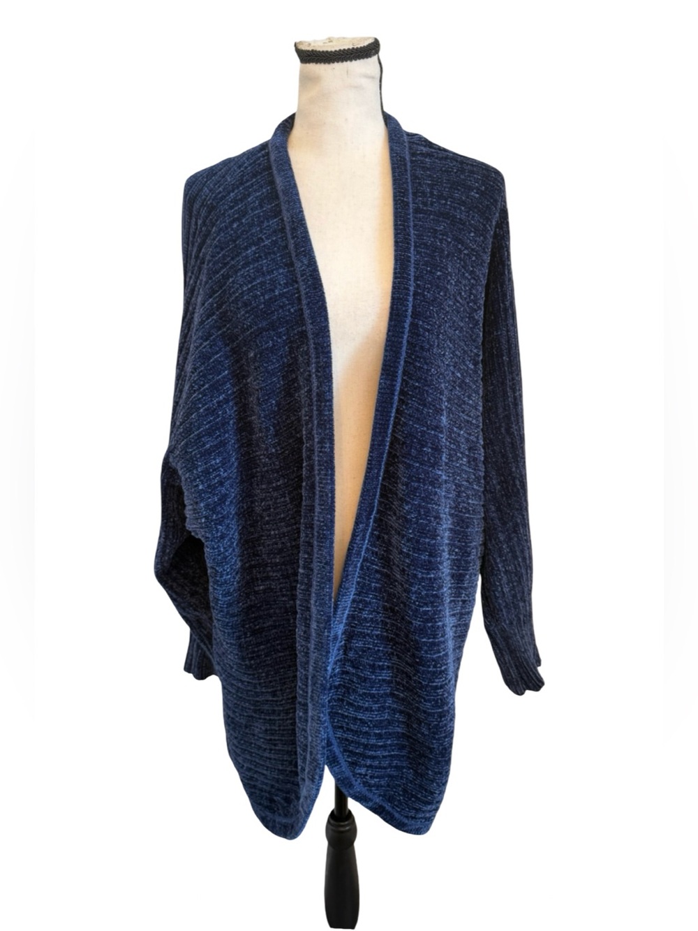 Torrid Size 1 Blue Chenille Open Front Cardigan Sweater Duster Plus Size